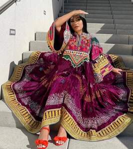 Vente en gros – Édition limitée – Robe afghane vintage brodée à la main en mousseline de soie à manches longues, toutes saisons, couleurs et tailles personnalisables, style ethnique - Product Image 5