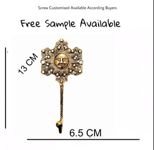 Vintage Sunflower Multifunction Cast Iron <b>Key</b> and Coat Hat <b>Holder</b> <b>Wall</b> Mounted Brass <b>Wall</b> Hooks with Sunflower Design - Product Image 4