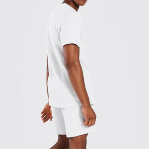 Nueva moda para hombre logotipo personalizado algodón camiseta pantalones cortos conjunto OEM venta al por mayor con cierre de cintura elástica precios al por mayor - Product Image 6