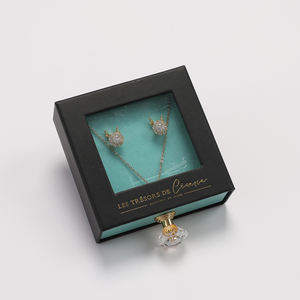 Custom Sliding Drawers Luxury Jewelry Packaging Paper Gift Box with Handle for Ring Bracelet Jewelry Package with Diamond - Product Image 5