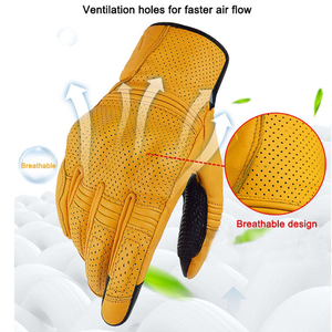 Guantes de Carreras de Cuero para Dedos Completos, Compatibles con Pantalla Táctil, Unisex, para Actividades al Aire Libre, Amarillos - Product Image 2
