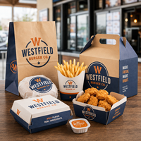 PACK Emballages jetables en carton pour Drive-Thru et à emporter : Boîte à hamburger, Boîte à burger, Emballage pour restauration rapide, Boîte à poulet, Boîte à frites, Boîte à gable