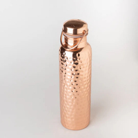 Bouteille d'eau en cuivre martelé écologique 1000 ml avec fonction de boisson directe et crochet de suspension pour voyage, fête, usage adulte