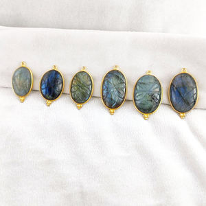 Elegant Handcrafted Flower Design Labradorite <b>Crystal</b> Gold Plated <b>Pendant</b>: Exquisite Carved Gemstone Jewelry - Product Image 6