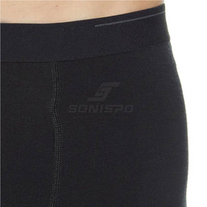 กางเกงเลกกิ้งรัดรูปขายาวสำหรับผู้ชาย SONISPO สีดำล้วน เอวยางยืด ผ้ายืดสแปนเด็กซ์ โพลีเอสเตอร์ มีโลโก้ที่ข้างขวา - Product Image 5