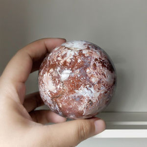 Sphère de jaspe rouge et blanc indonésien poli naturellement, boule de cristal de guérison, 5 cm, pierre précieuse de collection - Product Image 5