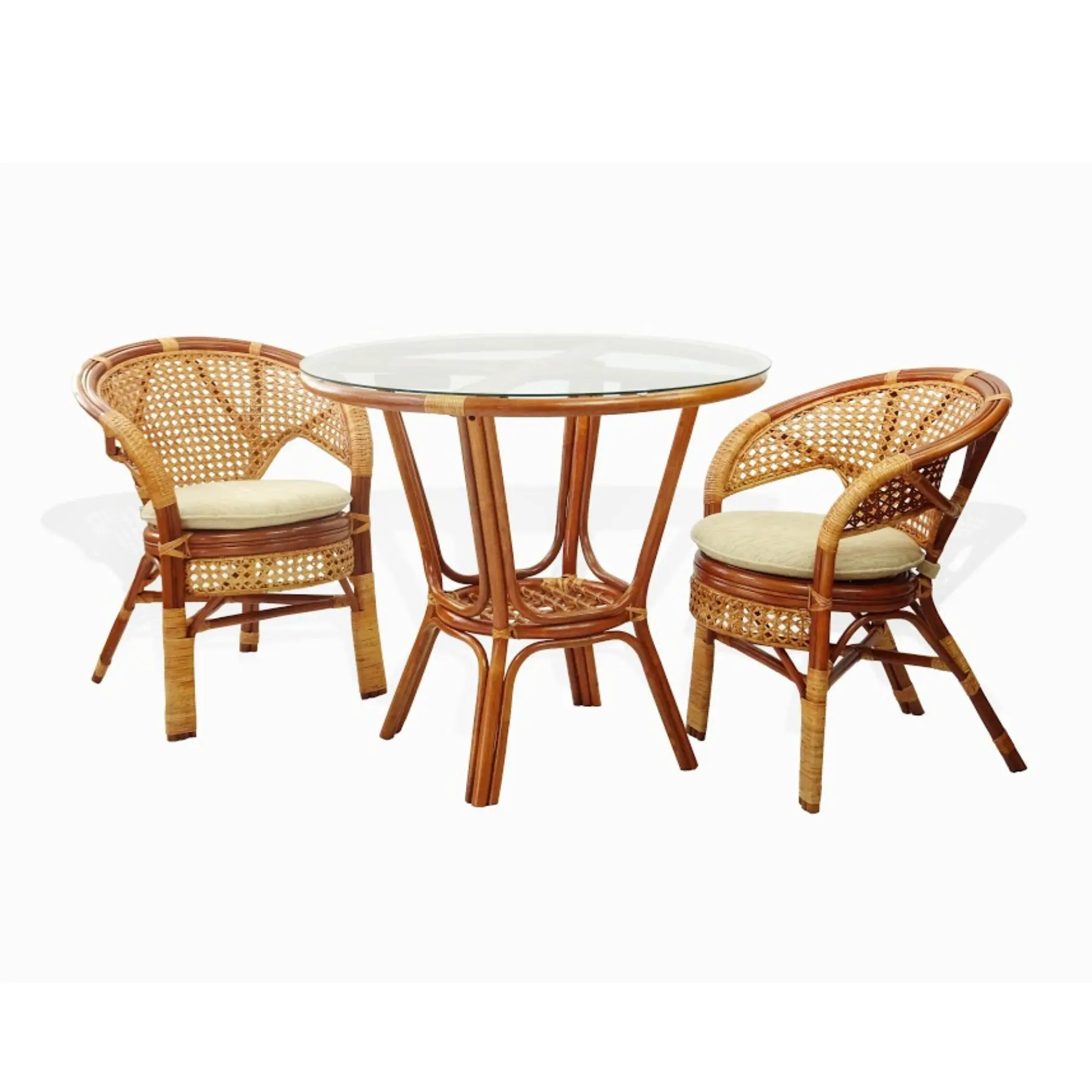 Perfect choice natural rattan woven dining table chairs set luxury outdoor cafe furniture