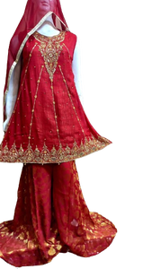 Top vente dames fantaisie brodé robes en mousseline de soie à la main travail col haut Sharara/flappers Club Occasions droite - Product Image 5