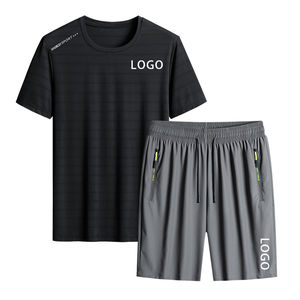 Conjunto de ropa deportiva de verano personalizada Unisex 2025, recién llegado, pantalones cortos de poliéster de manga corta para correr, camiseta teñida con lazo, pantalones activos - Product Image 1