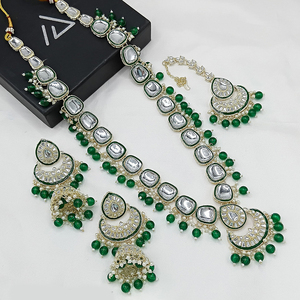 Conjunto de collar Kundan y Meenakari chapado en oro de diseñador, joyería étnica india para novias y ropa de fiesta - Product Image 3