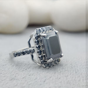 Bague solitaire de fiançailles Moissanite de luxe en or blanc 10 carats pour femmes élégantes bijoux de mariage émeraude princesse Moissanite - Product Image 2