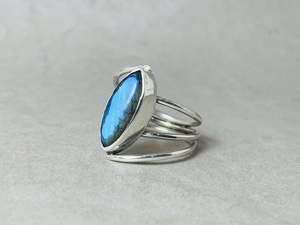 Natural Labradorite Sterling Silver Rings Labradorite Jewelry Marquise Gemstone Blue <b>Fire</b> Labradorite Rings Gift for Her - Product Image 3