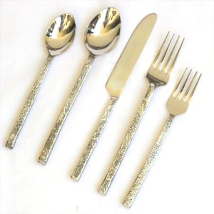 Juego de 4 cubiertos de acero inoxidable, utensilios de cocina ideales, mesa, uso doméstico, Hotel, cubiertos con acabado plateado, mango de 2 colores - Product Image 3