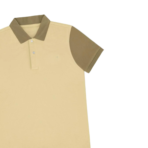 Camisa Polo Beige para Hombre con Mangas Marrones, Elegante, Informal, de Algodón, Cómoda, de Manga Corta, a la Moda - Product Image 5