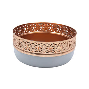 Design fait à la main en fer forme ronde bol de service alimentaire fini en cuivre cuisine et table de service et bols décoratifs - Product Image 3