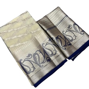 Pure Viscose Georgette Sari Silky Comfort con Sari completo que teje Jacquard Border Running Blusa Tejido que incluye forro - Product Image 1