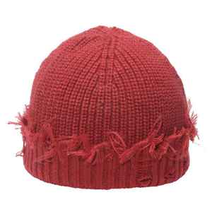 Solid International High Quality New Fashion Unisex Warm 100% <b>Wool</b> Flat Knitted Common Casual Plain Distress Best Broken <b>Beanie</b> - Product Image 2