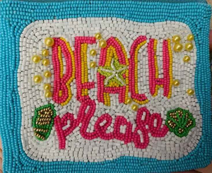 Monedero Tradicional Hecho a Mano con Bordado de Cuentas, Estampados Étnicos Tribales de la India, Cierre de Cremallera - Product Image 1