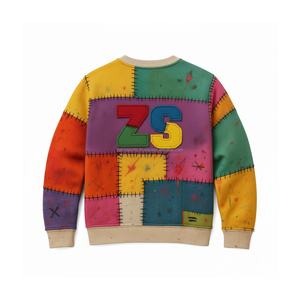 Premium 380 GSM coton polaire sweat multicolore patchwork conception douce doublure intérieure brodée chenille Basics Sweatshirts - Product Image 5