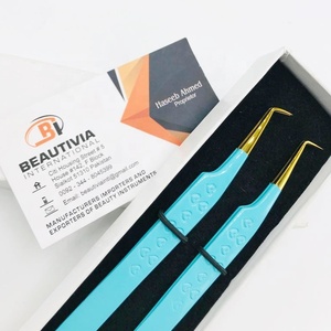 Pince à épiler d'extension de cils avec logo personnalisé bleu bébé 90 degrés durable en acier inoxydable forte prise en main multifonctionnelle professionnelle - Product Image 6