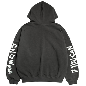 Sweat-shirt à capuche oversize pour homme, noir, en coton, style streetwear, imprimé avec le logo « Closed On Sunny » sur le devant, manches classiques, vêtement d'automne - Product Image 3