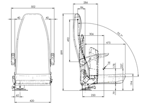 Nuevo Asiento Plegable Giratorio con Doble Reposabrazos GS 159 para Conductor de Autobús o Ambulancia, Venta al Por Mayor - Product Image 3