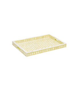 Lemon Colored Bone Inlay Tray Elegant Designer Serving Plate Functional Home Organizer Stylish Everyday Use Tray From India - Product Image 2