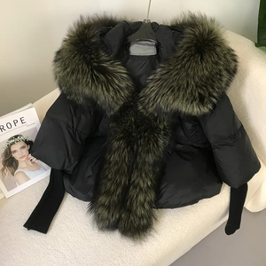 Authentic <b>Fox</b> <b>Fur</b> Collar Hooded Natural Thick Warm Streetwear Outerwear Women's Loose Oversized Puffer Jacket <b>for</b> Winter 2025 - Product Image 2