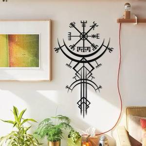 เลเซอร์ตัดโลหะสีดำสำหรับตกแต่งผนังด้านนอกกำหนดเองดวงอาทิตย์และดวงจันทร์ - Product Image 2