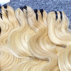 Extensions de Cheveux Humains Vierges Vietnamiens Trame Unique Style Super Vague Ondulé Corps Blonde Couleur Usine Hairvietnam - Product Image 1