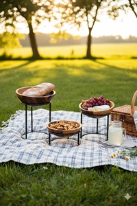 Tazón de Madera Estilo Antiguo con Base de Metal Negro, Regalo Ideal para Inauguración de Casa, Bodas, Fiestas de Buffet y Uso en la Cocina - Product Image 5