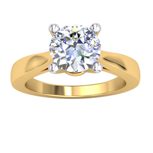 Bague Classique Élégante pour Femme en Or Jaune et Blanc 9K avec Diamant de Laboratoire de 1,02 Carats, Clarté VS, Couleur EF, Taille Brillant, Certifié IGI - Product Image 5