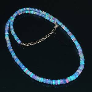Collier de perles rondes lisses en opale bleue naturelle d'Éthiopie pour enfants, en argent sterling 925, opale bleue véritable, fait à la main - Product Image 5