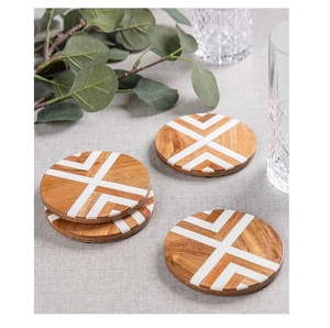 White Round Shape Stone <b>Marble</b> Coasters Home Decoration & Durable Table <b>Placemats</b> Mats & Pads - Product Image 6