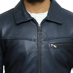 Blouson aviateur vintage en cuir pour homme col montant logo avant respirant hiver design élégant cuir véritable souple - Product Image 6