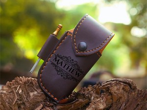 Cuchillo Plegable de Acero de Damasco de Grado Industrial, Estilo Nórdico, Mango de Asta, Funda de Cuero, Hecho a Mano, para Caza y Uso Diario - Product Image 5