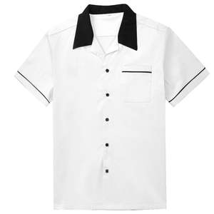 Men's Vintage Performance <b>Bowling</b> <b>Shirt</b> with Contrast Notch Collar, Piped Chest Pocket, and Breathable Moisture-Wicking Fabric - Product Image 4