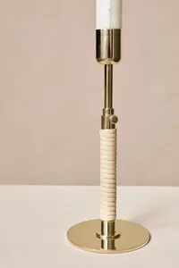 Modern Round <b>Candlestick</b> <b>Holder</b> in <b>Brass</b> Tableware for Home Dining with Stylish Metal Design - Product Image 4