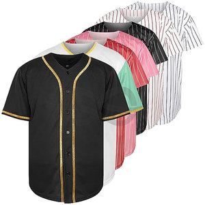 Venta al por mayor de manga corta baratos uniformes de béisbol en blanco bordado poliéster Color personalizar Hip Hop camisa de béisbol clásica - Product Image 1