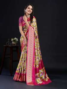 Indische Designer Damen Dola Seide Saree Plissee Sarees Ready to Wear Casual Wear Baumwolle Sarees - Product Image 4