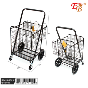 รถเข็นช็อปปิ้งพับได้2ชิ้น/CS 38 "X20 X18" พลาสติกและผ้าพร้อมเหล็กและล้อ PP สำหรับใช้ในซูเปอร์มาร์เก็ต - Product Image 1