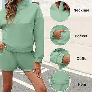 ชุดกางเกงขาสั้นมีฮู้ดสำหรับเข้ายิมของผู้หญิงชุดเสื้อมีฮู้ดแบบลำลองคุณภาพระดับพรีเมียมออกแบบโลโก้ได้ตามต้องการ - Product Image 6