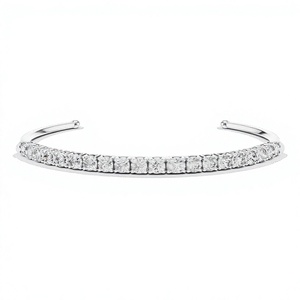 Bracelet jonc ouvert Pacho avec moissanite D VVS taille ronde en argent sterling 925, bracelet statement pour femme, luxe et mariage - Product Image 1