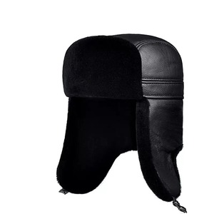 หมวกขนสัตว์100% หนังวัวสำหรับผู้ชาย, หมวกขนสัตว์หนากันหนาวหมวกบอมเบอร์ปรับได้ของขวัญคริสต์มาสสำหรับคุณพ่อผู้ชายตกปลา - Product Image 2