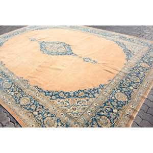 Alfombra, 10.6x13.9 pies, Alfombra Vintage, Alfombra Azul con Diseño Floral de Lana - Product Image 2