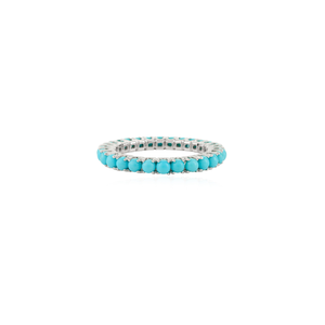 High Quality Factory Wholesale Price K14 Solid White Gold Turquoise Full Eternity Band <b>Ring</b> <b>Stacking</b> Everyday Wear Jewelry - Product Image 1