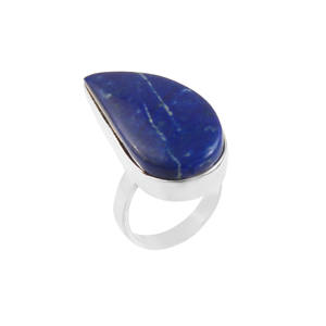 Bague de réglage de lunette en argent sterling pour femme Cabochon en lapis-lazuli naturel Rhodium Personnalisable Fête de mariage classique - Product Image 1