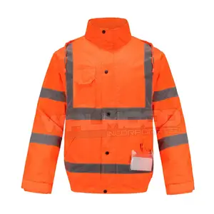 Chaqueta naranja de hombre de la mejor calidad al por mayor, ropa de trabajo transpirable e impermeable para seguridad, chaqueta naranja al por mayor - Product Image 1