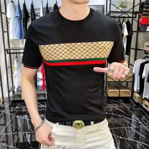 T-shirts décontractés Slim Fit pour hommes 100% coton biologique à manches courtes et col rond avec motif solide vierge et sérigraphie - Product Image 2