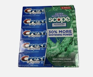 LOT DE 2 Dentifrices Crest Plus Whitening avec fluorure Scope 2,7 oz Menthe fraîche - Product Image 4